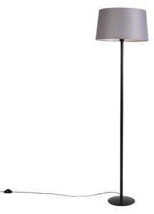 Lampa stojąca czarna z abażurem z lnu w kolorze ciemnoszarym 45 cm - Simplo
