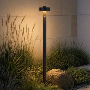 Słupek oświetleniowy LED Lucande Nirella, 100 cm, czarna, CCT, czujnik Nirella, czarny, metal, nowoczesny
