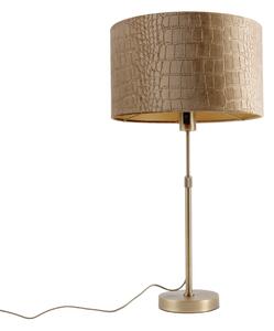 Lampa stołowa brązowa z aksamitnym abażurem Crocodile 35 cm - Parte