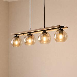 Lampa wisząca szklana Enrique Lindby, możliwość ściemniania, ciemne drewno, salon / jadalnia, szkło, nowoczesny