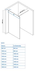 Stała ścianka prysznicowa EX101 Walk-In - bezpieczne szkło Nano - wzór ze szkła matowego – różne szerokości