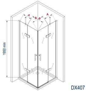 Kabina prysznicowa narożna z bezpiecznego szkła hartowanego NANO transparentnego DX407 o grubości 8mm - możliwość wyboru szerokości