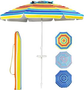 Parasol 220cm, parasol ogrodowy z regulacj kta nachylenia, parasol plaowy odporny na promieniowanie UV i wod, parasol balkonowy z uchwytem na napoje i torb do przenoszenia, parasol tarasowy do ogrodowych tarasów plaowych