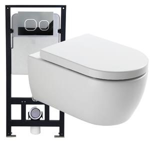 Zestaw WC 3: Toaleta wisząca bezkołnierzowa NT2039 - stelaż podtynkowy G3004A ze spłuczką - deska Soft-Close
