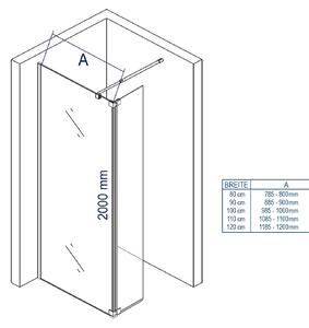 Ścianka prysznicowa z panelem ochronnym NT109 z bezpiecznego szkła Nano ESG 8 mm - różne szerokości
