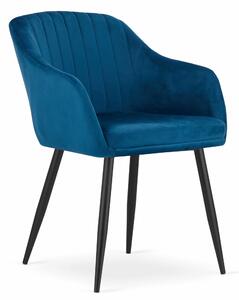 MebleMWM Krzesła z podłokietnikami DAXO 3709 niebieski welur / 2 sztuki