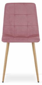EMWOmeble Krzesła tapicerowane SARA 3787 różowy welur / 4 sztuki