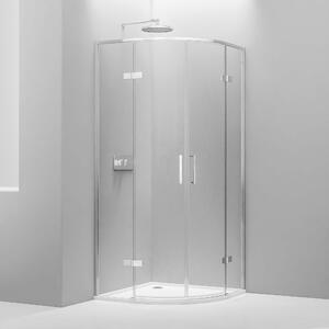 Półokrągła kabina prysznicowa EX406A z drzwiami uchylnymi - szkło bezpieczne ESG z nanopowłoką - różne szerokości