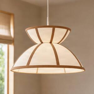 Lampa wisząca Clarence Lucande, możliwość ściemniania, kremowy / amber, salon / jadalnia, tkanina / materiał / jedwab, dworkowy / rustykalny