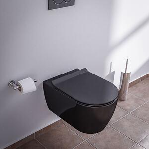 Toaleta wisząca lejowa bezkołnierzowa NT2039 - deska wolnoopadająca Soft-Close - czarny połysk