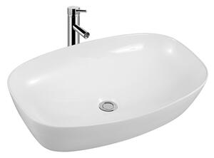 Mała umywalka nablatowa do WC z ceramiki sanitarnej KW6257 – 50 × 38 × 13 cm – biały połysk