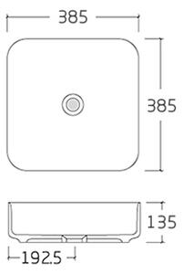 Mała umywalka nablatowa z ceramiki sanitarnej KW6134 – 38,5 × 38,5 × 13,5 cm – Kolor do wyboru