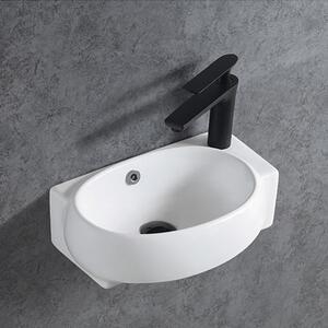 Mała umywalka do WC z ceramiki sanitarnej KW198 – 42 × 28 × 15 cm – biały połysk