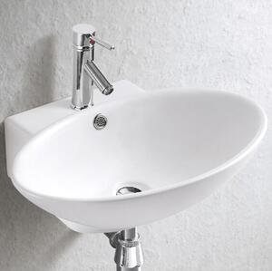Mała umywalka do WC z ceramiki sanitarnej KW59 – 53 × 40 × 18 cm – biały połysk