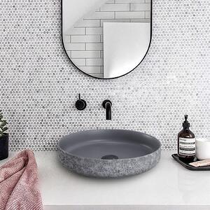 Designerska umywalka nablatowa NT2420 z odlewu mineralnego – kolor szary imitacja betonu mat – 45 × 45 × 10 cm