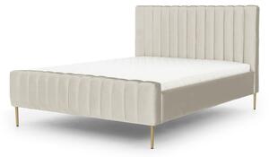 Łóżko sypialniane Nicole 160x200 - beżowe Velluto 2 Beige/nogi złote