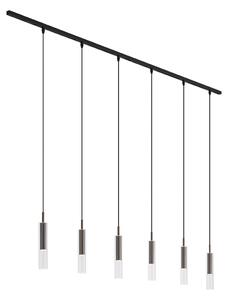 Nowoczesny system szynowy czarny z 6 lampami wiszącymi ciemny brąz 1-fazowy - Slimline Loyce