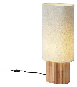 Lampa podłogowa Japandi drewniana z lnianym abażurem 70 cm - Lamel