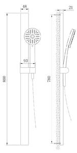 Zestaw prysznicowy drążek NT127 - opcjonalnie: wąż prysznicowy, słuchawka prysznicowa, kolanko przyłączeniowe do ściany