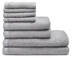Szare bawełniane ręczniki zestaw 8 szt. szybkoschnące/frotte Quick Dry – Catherine Lansfield