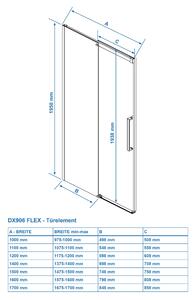 Prysznic narożny z drzwiami przesuwnymi Soft-Close DX906 FLEX Czarny mat - szkło Nano Gray 8 mm - możliwość wyboru szerokości