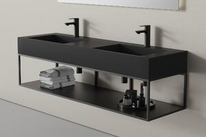Konsola wisząca metalowa do umywalki 150S - czarny mat - pasuje do umywalki podwójnej BERNSTEIN TWG16