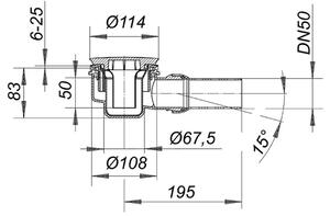Odpływ brodzikowy Dallmer ORIO - do brodzików z otworem odpływowym 90 mm - przegub kulowy regulowany w zakresie 0-15 stopni