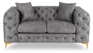 Sofa SORRENTO 2S Dwuosobowa Szara Welurowa Nowoczesna Glamour