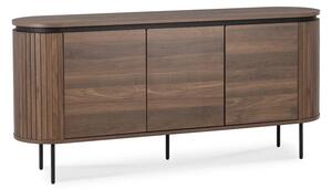 Komoda do Salonu BECK 160 cm Orzech Trzydrzwiowa Ryflowana Nowoczesna