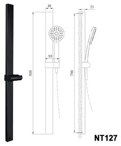 Bateria termostatyczna wannowo-prysznicowa naścienna w kolorze czarnym matowym 4051 - opcjonalny drążek prysznicowy, wąż prysznicowy i prysznic ręczny