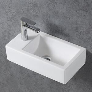 Mała umywalka KW302 - ceramika sanitarna - 45,5 x 25 x 12 cm - biały połysk