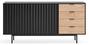 Czarno-naturalna niska komoda w dekorze dębu 159x80 cm Sierra – Teulat