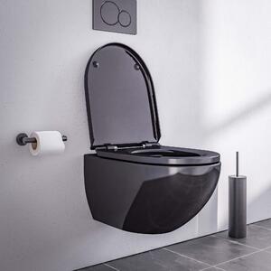 Toaleta wisząca bezkołnierzowa E-9030 - deska wolnoopadająca - czarny połysk