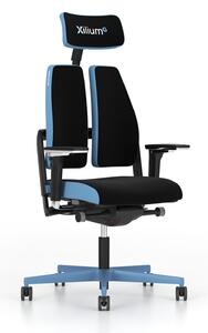 Czarny fotel gamingowy Xilium G Blue Edition materiałowy