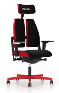 Czarny fotel gamingowy Xilium G Red Edition materiałowy