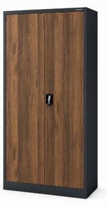Szafa metalowa ze schowkiem antracytowa / orzech: Eco Design TOMASZ, 900 x 1850 x 450 mm