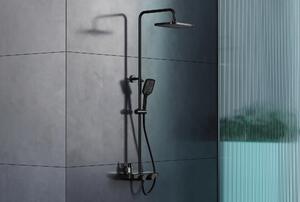 Zestaw prysznicowy system prysznicowy BS371 czarny mat - z głowicą prysznicową i główką prysznicową - konstrukcja kątowa
