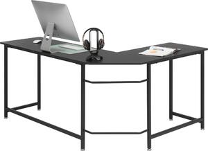 Narożne biurko na metalowej ramie w minimalistycznej stylistyce