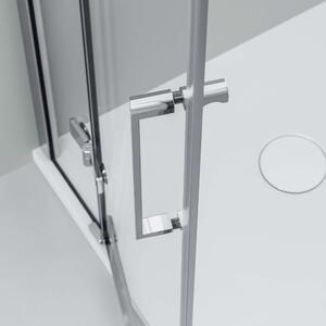 Prysznic narożny z dwoma drzwiami uchylnymi na panelu stałym NT407 - szkło nano przezroczyste 8 mm - możliwość wyboru szerokości