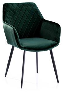 Aksamitne krzesło do jadalni VIALLI ciemnozielone