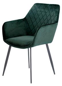 Aksamitne krzesło do jadalni VIALLI ciemnozielone