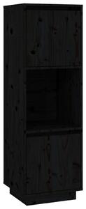 Wysoka szafka, czarna, 38x35x117 cm, lite drewno sosnowe
