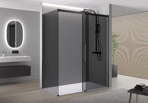 Prysznic narożny z drzwiami przesuwnymi Soft-Close DX906 FLEX Czarny mat - szkło Nano Gray 8 mm - możliwość wyboru szerokości