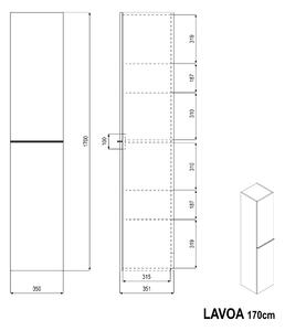 Szafka wysoka LAVOA - elastyczny montaż - 35 x 170 x 35 cm - różne kolory