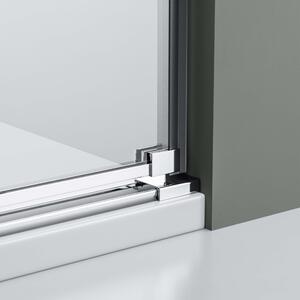 Wnęka prysznicowa z drzwiami obrotowymi na panelu stałym NT403 - szkło nano przezroczyste 8 mm - zawias drzwi LEWY - możliwość wyboru szerokości