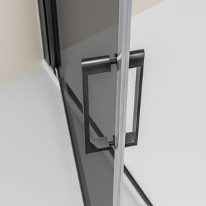 Prysznic narożny z drzwiami uchylnymi NT416 Czarny mat - szkło Nano Gray 8 mm - możliwość wyboru szerokości