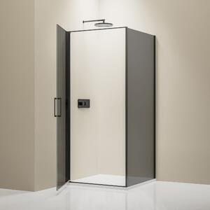 Prysznic narożny z drzwiami uchylnymi NT416 Czarny mat - szkło Nano Gray 8 mm - możliwość wyboru szerokości