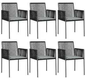 Krzesła ogrodowe z poduszkami, 6 szt., czarne, 54x60,5x83,5 cm