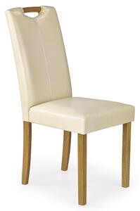 EMWOmeble Krzesło drewniane tapicerowane CARO / ekoskóra krem