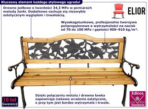 Drewniana ławka ogrodowa z oparciem i podłokietnikami - Elgros 3X
